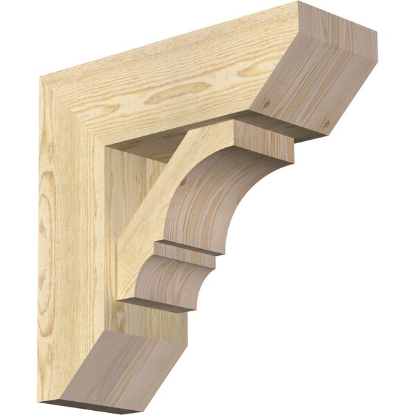 Ekena Millwork Balboa Slat Rough Sawn Bracket w/ Offset Brace, Douglas Fir, 8"W x 22"D x 22"H BKT0806X22X22BOA06RDF - main